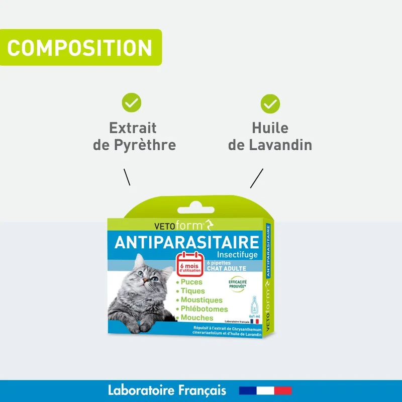 Antiparasitaire chat - 6 pipettes