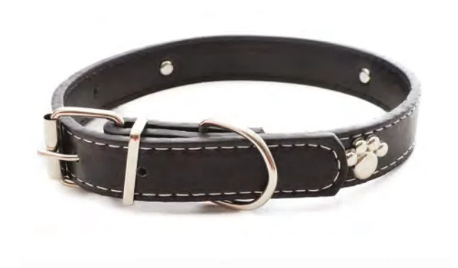 Zamibo Collier Clouté Pattes de Chien Noir