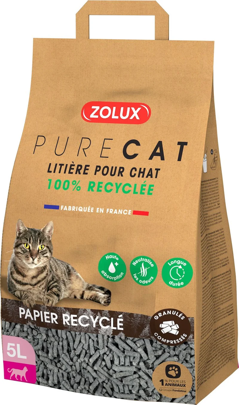 ZOLUX Litière PureCat Éco Conçue en Papier Recyclé 5L