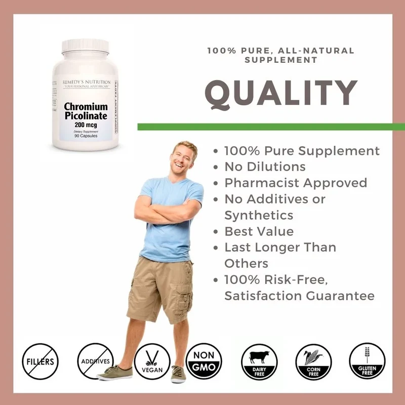 Picolinate de chrome 200 mcg, 90 gélules