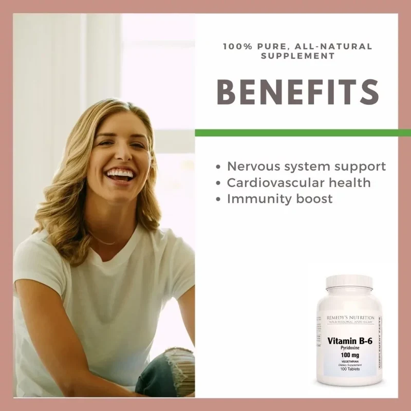 Vitamine B-6 (pyridoxine) | 100 mg, 100 comprimés
