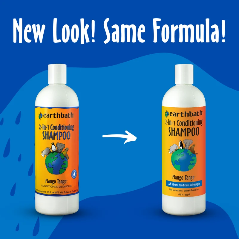 earthbath Mango Tango 2-in-1 Conditioning Shampoo for Dogs & Cats 16OZ