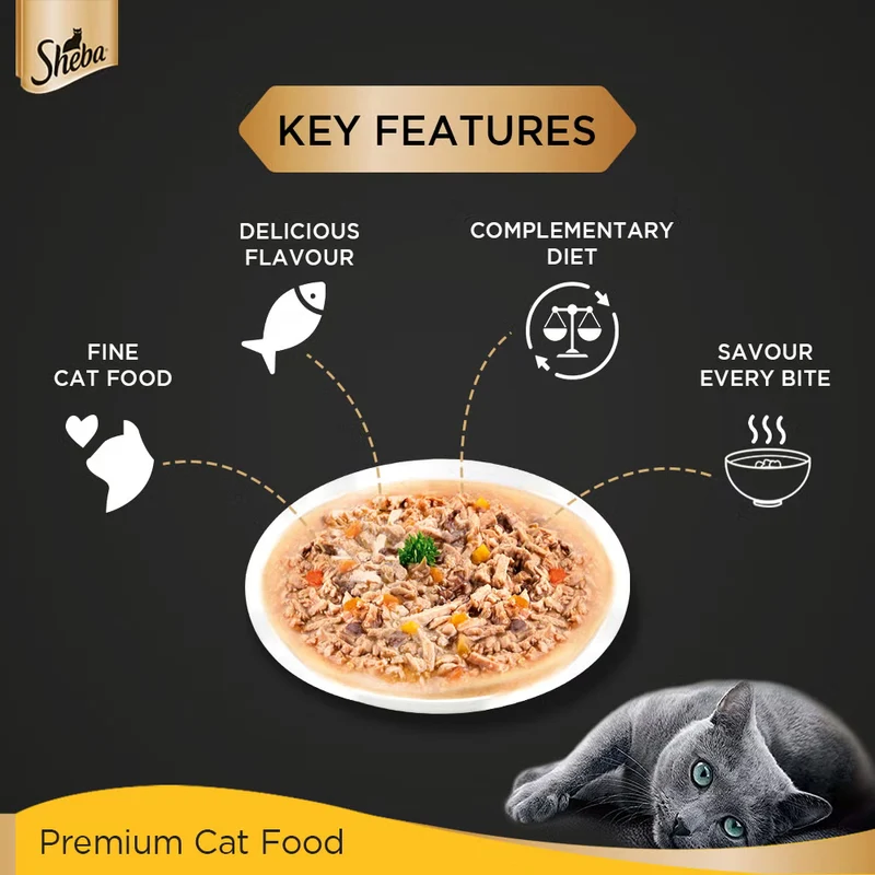 Sheba Fine Adult Wet Cat Food Pouch Tuna With Pumpkin & Carrot in Gravy 70G