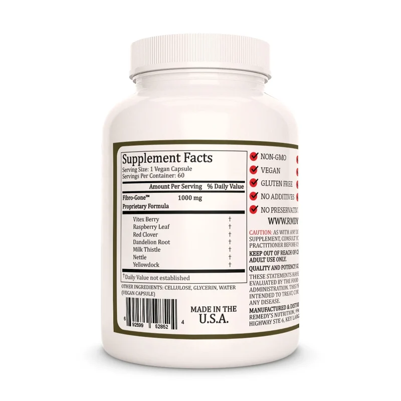 Vitamines Fibro Gone™ pour fibromes 1000 mg 60 capsules végétaliennes