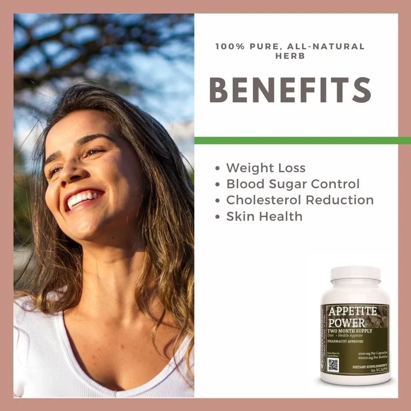 Appetite Power™ Racine de konjac – Glucomannane pour la perte de poids 1000 mg 60 capsules végétaliennes
