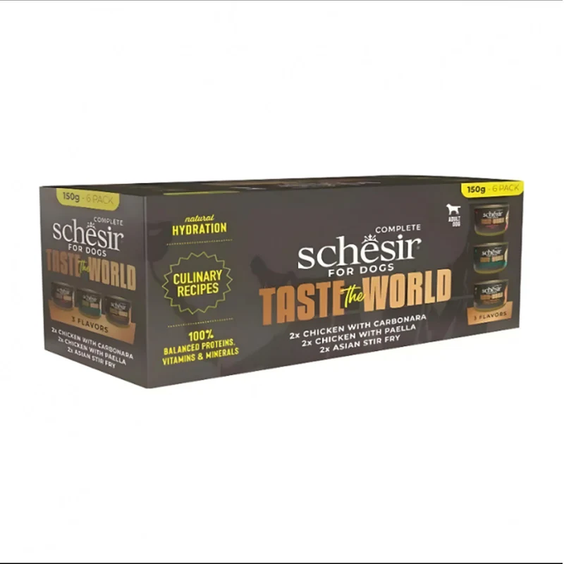 Expiry Date 31-Oct-26 Schesir Taste The World Dog Wholefood Variety Pack 6x150g