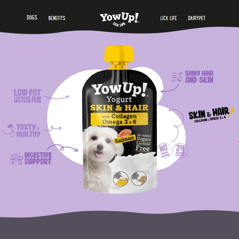 YowUp Yogurt With Prebiotics Skin & Hair Dog Wet Food Topper Salmon 115g