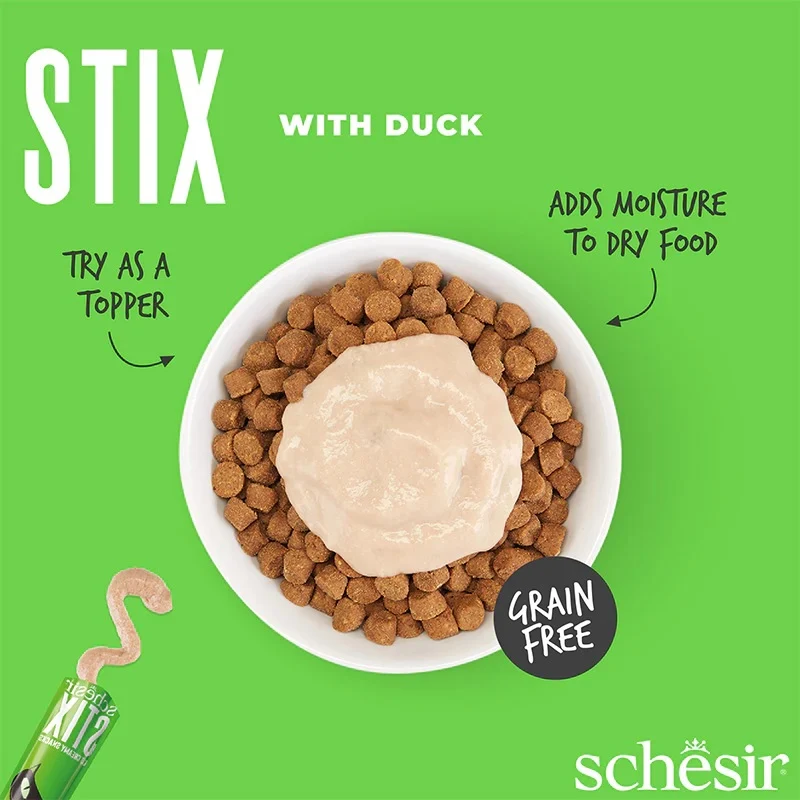 Schesir Stix Duck Cream Snack Adult Cat Treats 90G 6x15G