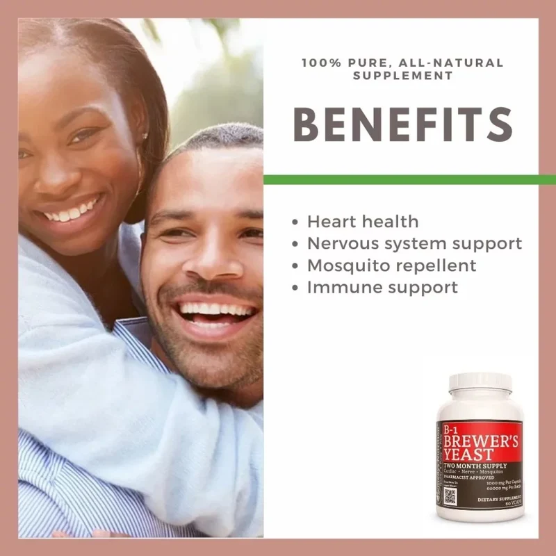Levure de bière avec vitamine B-1 - 1000 mg, 60 capsules végétaliennes