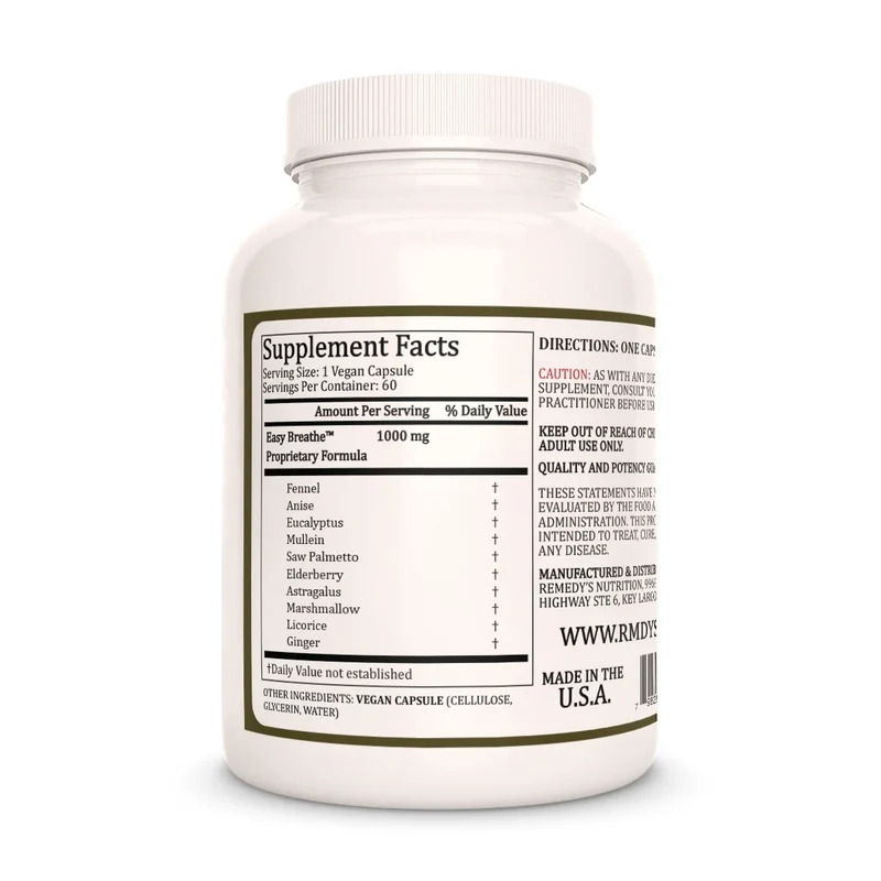 Vitamines Easy Breathe™ pour les poumons 1000 60 mg, XNUMX capsules végétaliennes