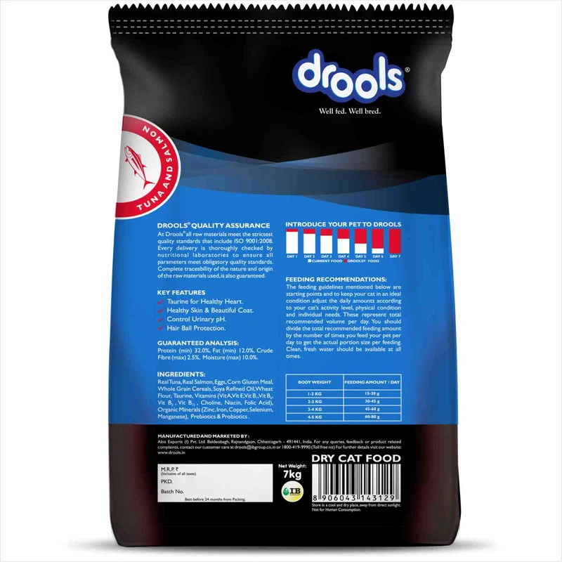 Drools Complete Nutrition Tuna & Salmon Adult Dry Cat Food 7Kg