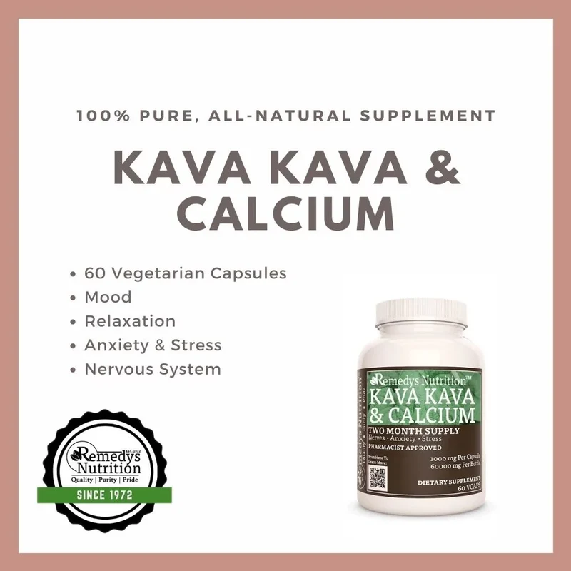 Kava Kava et Calcium 1000 mg, 60 capsules végétaliennes
