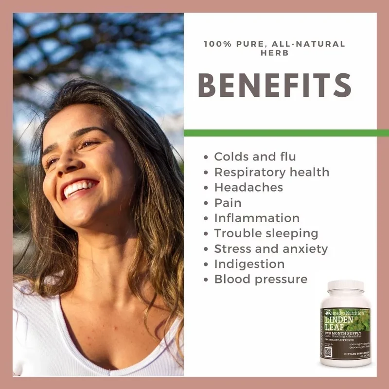 Feuille et fleur de tilleul 1000 mg, 60 capsules végétaliennes