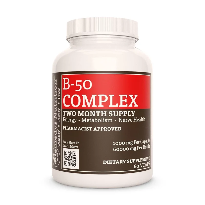 Complexe de vitamine B-50 - 1000 mg, 60 capsules végétaliennes