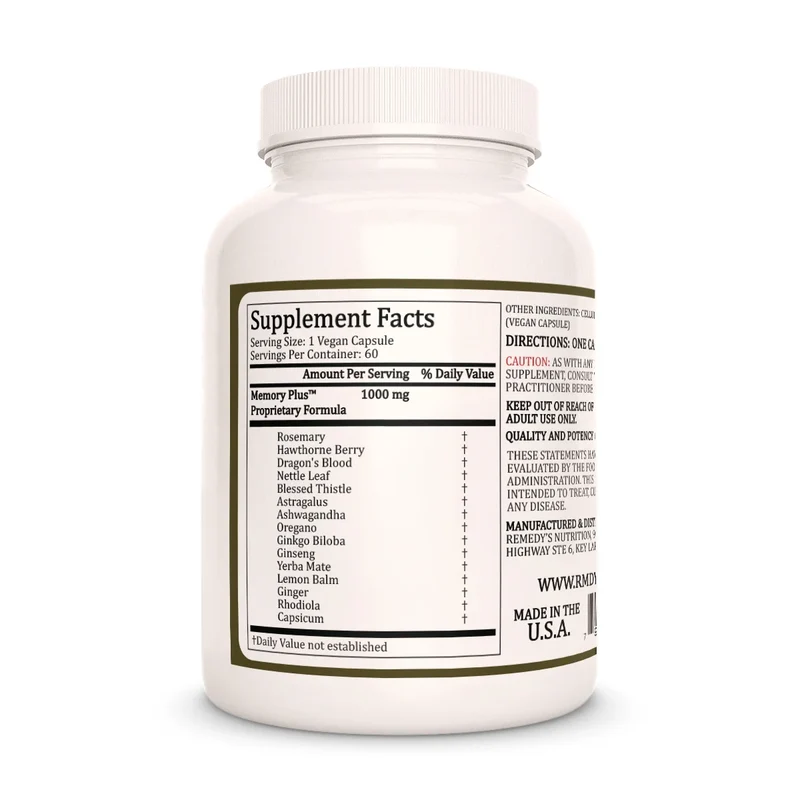 Memory Plus™ 1000 mg, 60 capsules végétaliennes