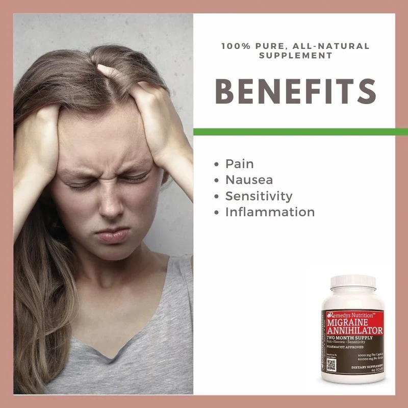 Vitamines Migraine Annihilator™ pour les migraines 1000 60 mg, XNUMX capsules végétaliennes