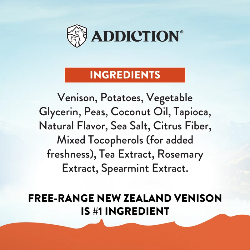 Addiction Venison Meaty Bites Limited Ingredients Grain-Free Dog Treats 4OZ