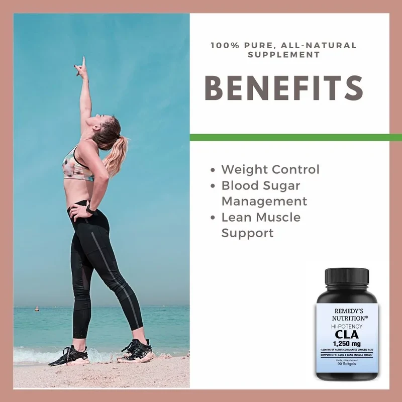Acide linoléique conjugué CLA 1,250 90 mg, XNUMX gélules