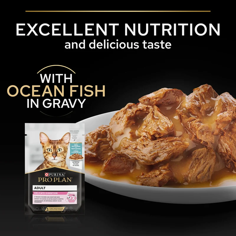PURINA Pro Plan Delicate Oceanfish In Gravy Multipack Adult Wet Cat Food 10X85G