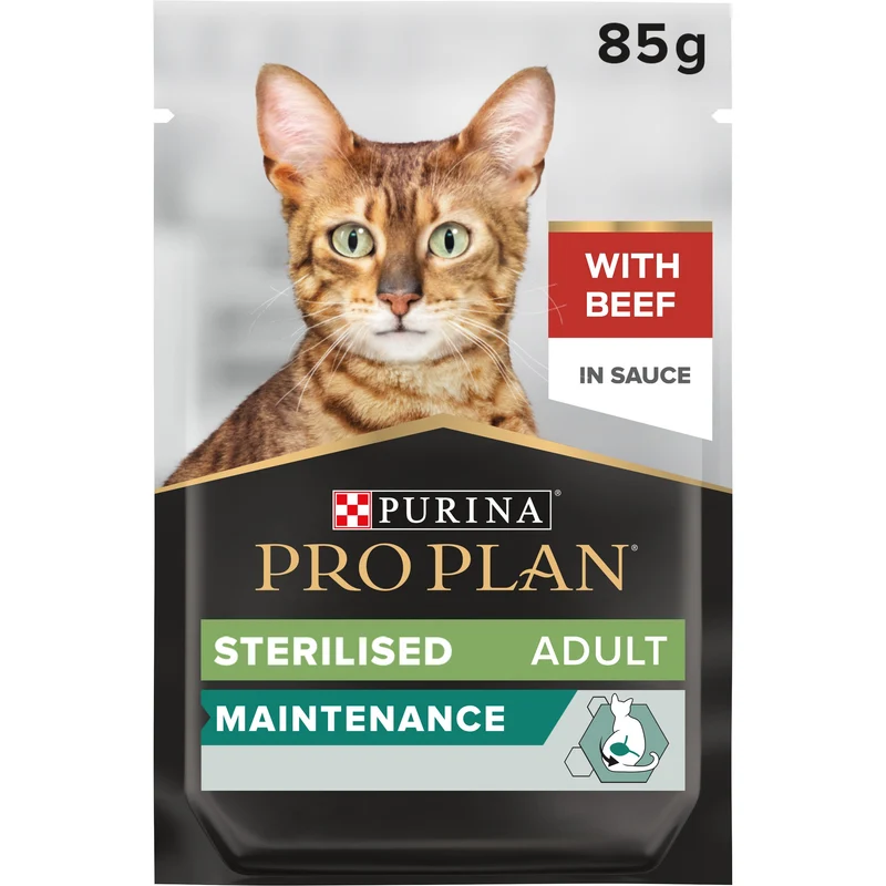 PURINA Pro Plan Sterilised Beef In Gravy Multipack Adult Wet Cat Food 10X85G