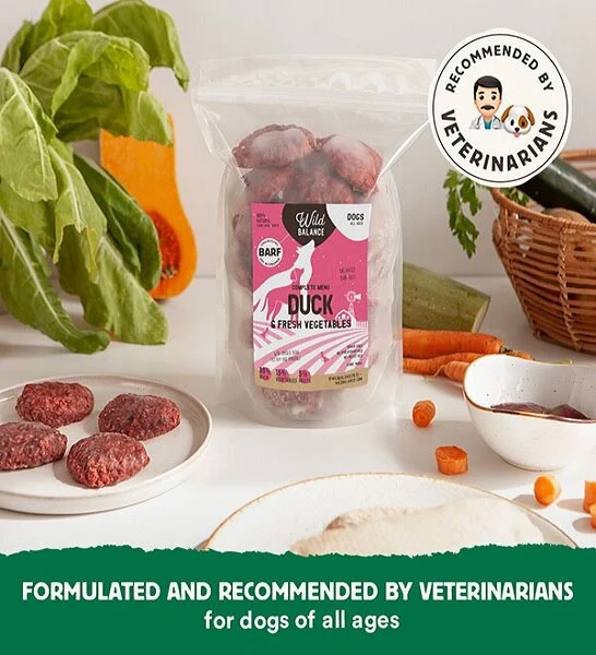 Wild Balance Complete BARF Menu Duck Raw Food for Dogs 1KG