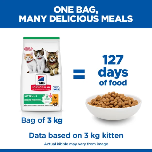 Hill's Science Plan Kitten Dry Cat Food With Chicken 1.5KG + 3pcs Feline Kitten Wet Cat Food In Pouches With Chicken 85G - Bundle