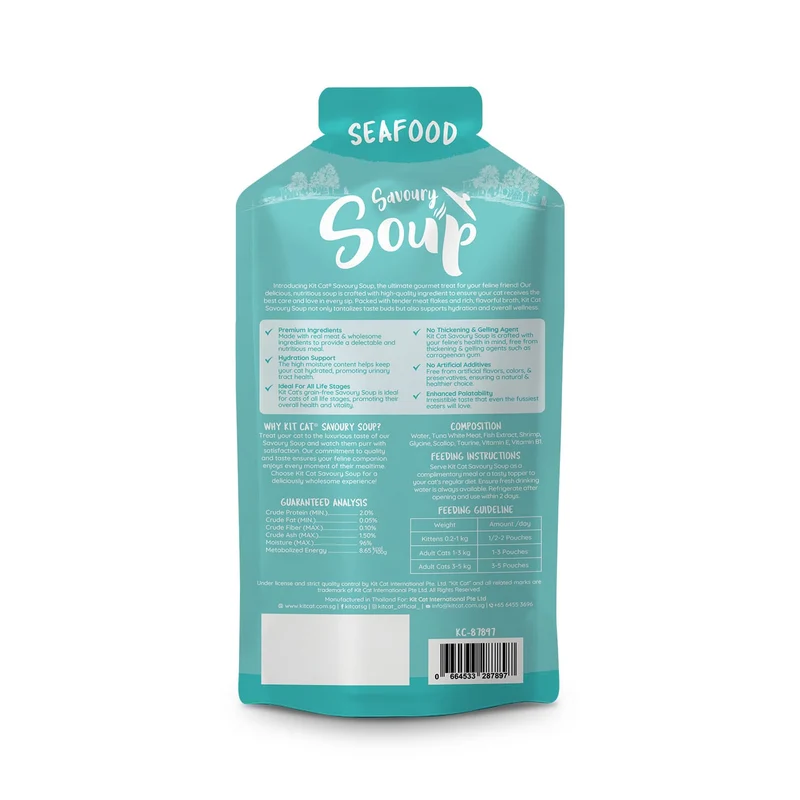 Kit Cat Savoury Soup Seafood Wet Cat Food 6x50G