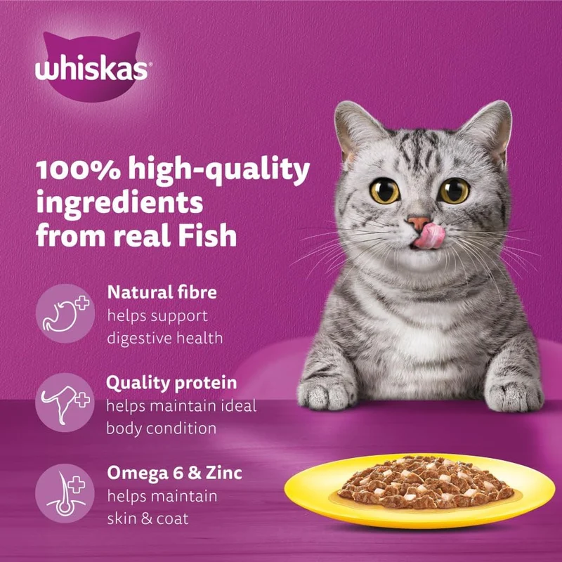 Whiskas 1+ Years Value Pack Ocean Fish Wet Cat Food In Jelly 12x80G
