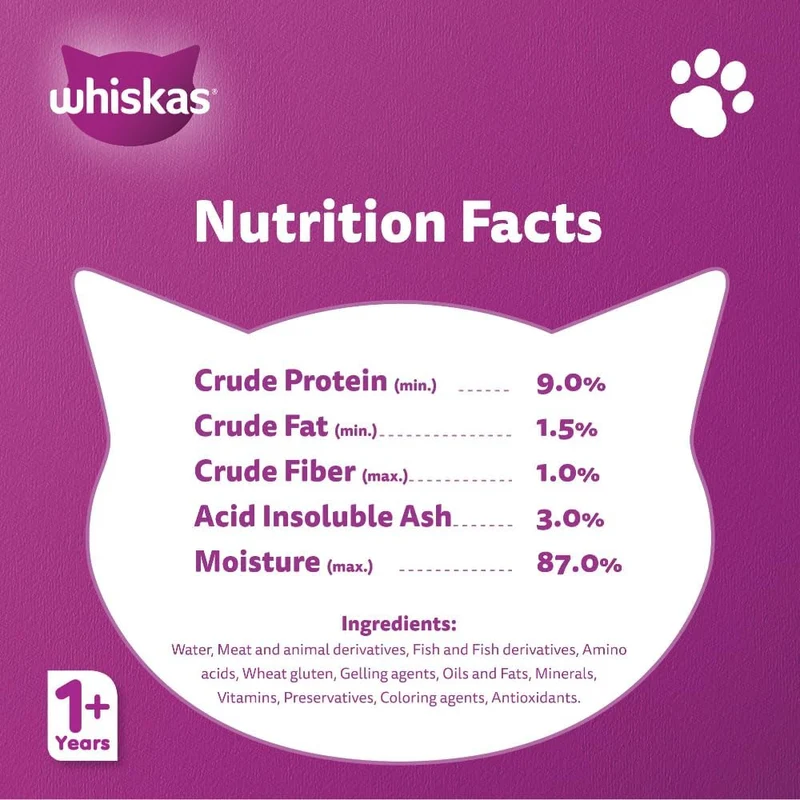 Whiskas 1+ Years Value Pack Ocean Fish Wet Cat Food In Jelly 12x80G