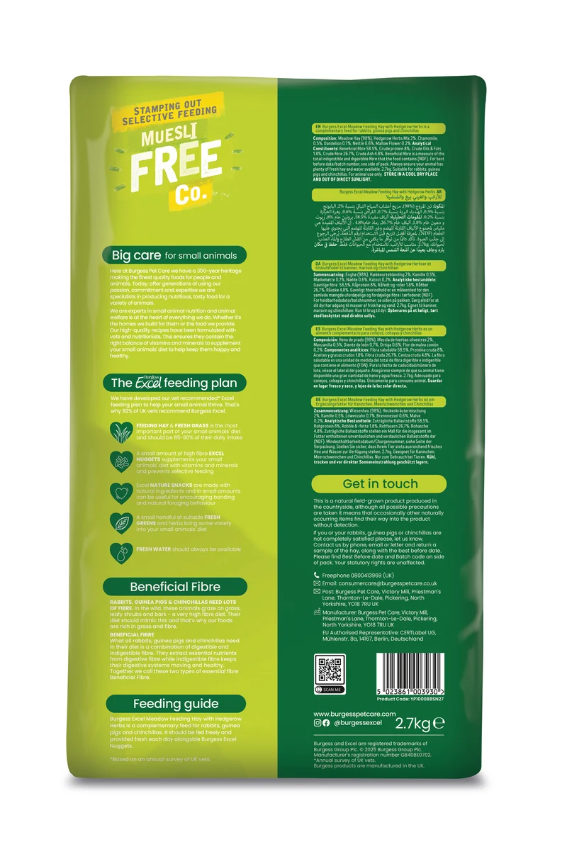 Burgess Hedgerow Herbs Feeding Hay For Small Pets 2.7KG