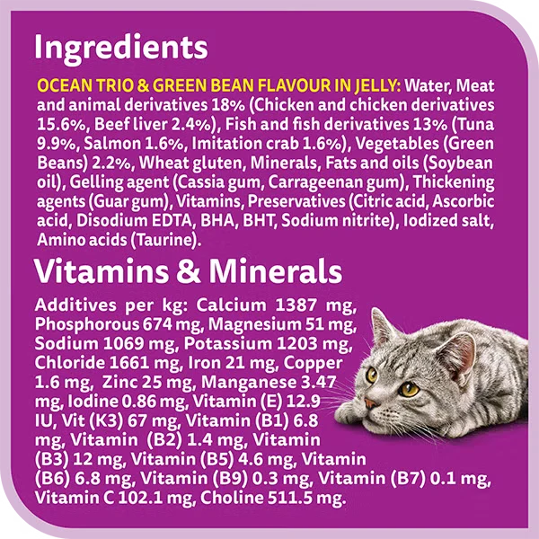 Whiskas 1+ Years Tasty Mix of the Sea Collection Adult Wet Cat Food in Jelly 12X70G