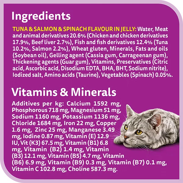 Whiskas 1+ Years Tasty Mix of the Sea Collection Adult Wet Cat Food in Jelly 12X70G