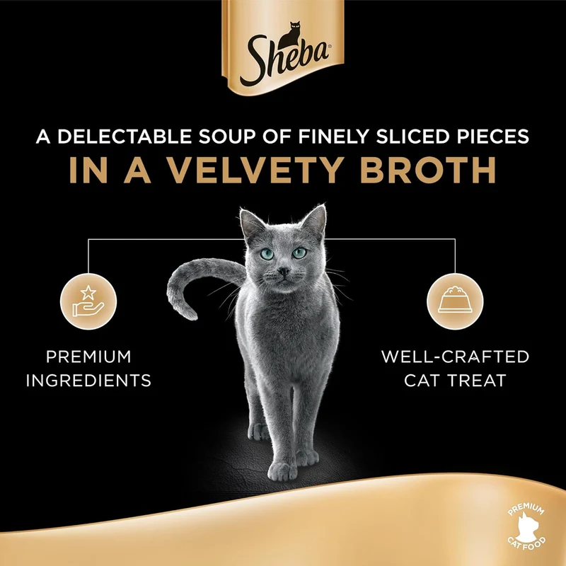Sheba Soup with Whitefish Adult Wet Cat Food In Pouch 4X40G