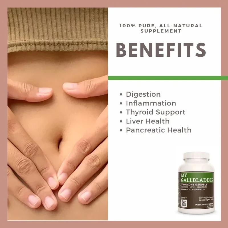Vitamines My Gallbladder™ pour la vésicule biliaire 1000 60 mg, XNUMX capsules végétaliennes