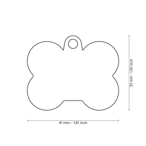 My Family Bone Plated Brass ID Tag with Black Rubber - CHROME/BIG