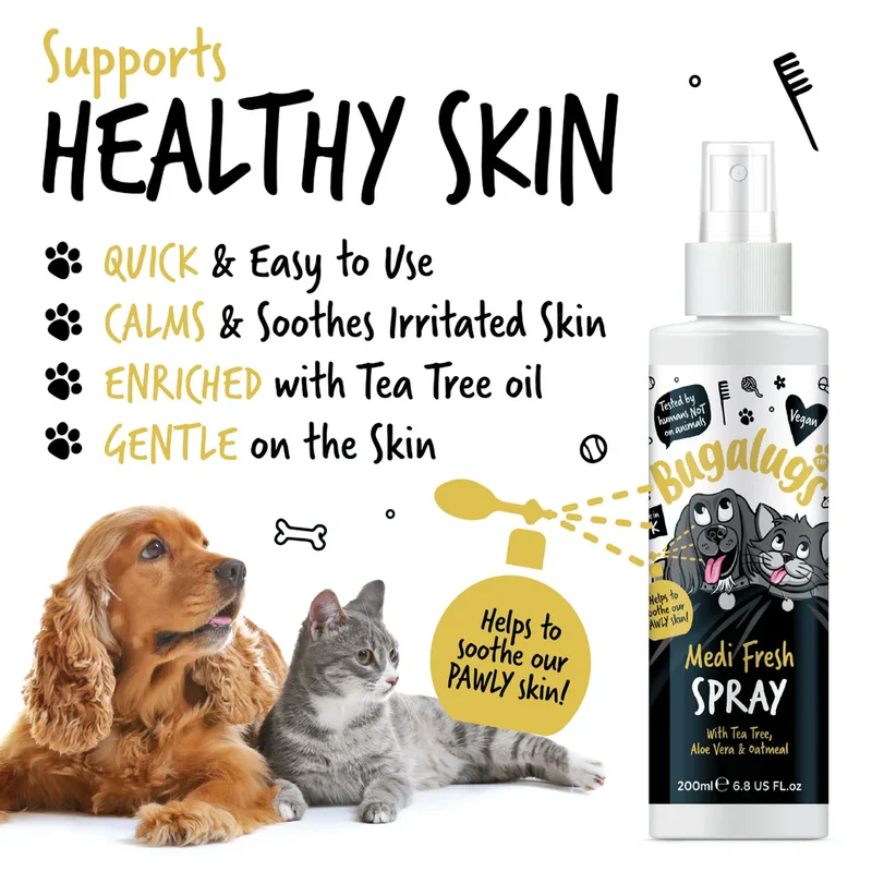 Bugalugs Medi Fresh Itchy Skin Relief Spray For Dogs & Cats 200ml