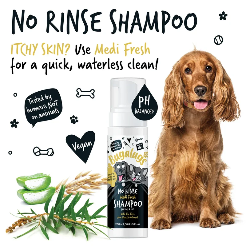 Bugalugs Medi Fresh Itchy Skin No Rinse Shampoo For Dogs & Cats 200ml