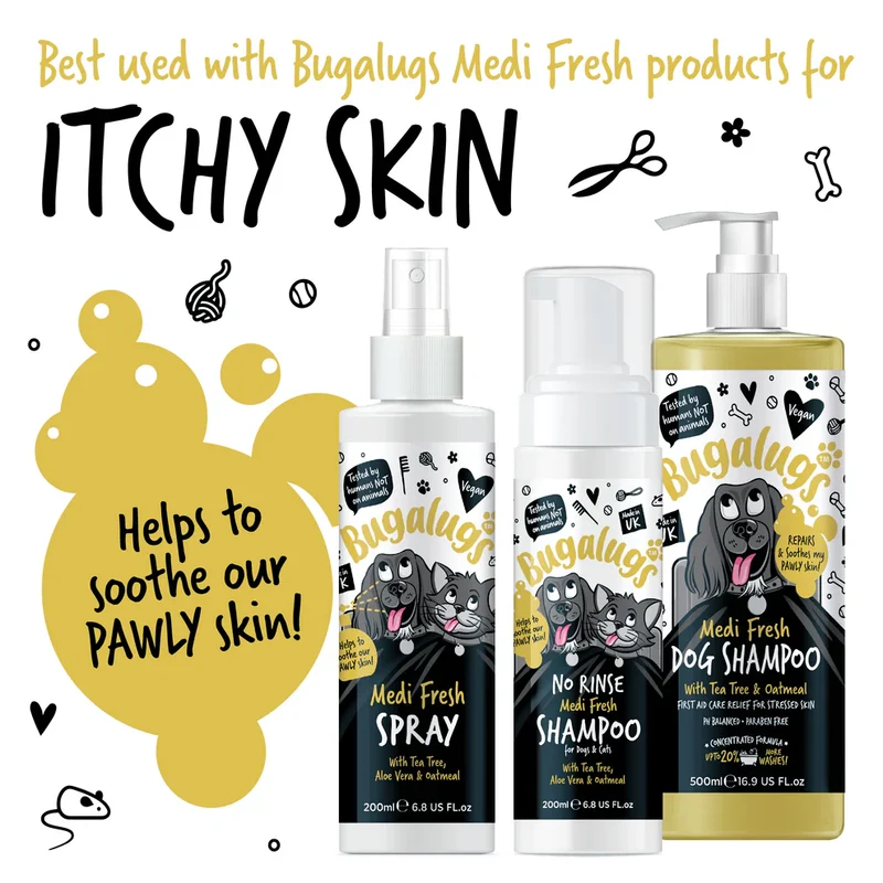 Bugalugs Medi Fresh Itchy Skin No Rinse Shampoo For Dogs & Cats 200ml