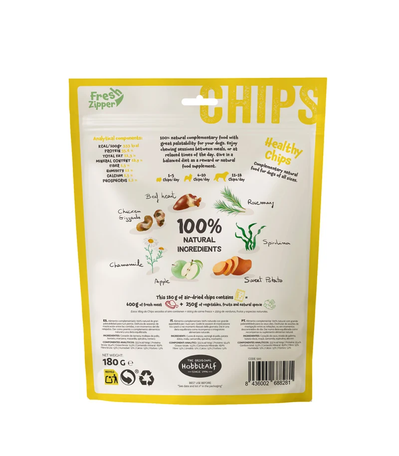 Hobbitalf Air Dried Healthy Chips Relax Dog Treats 180g