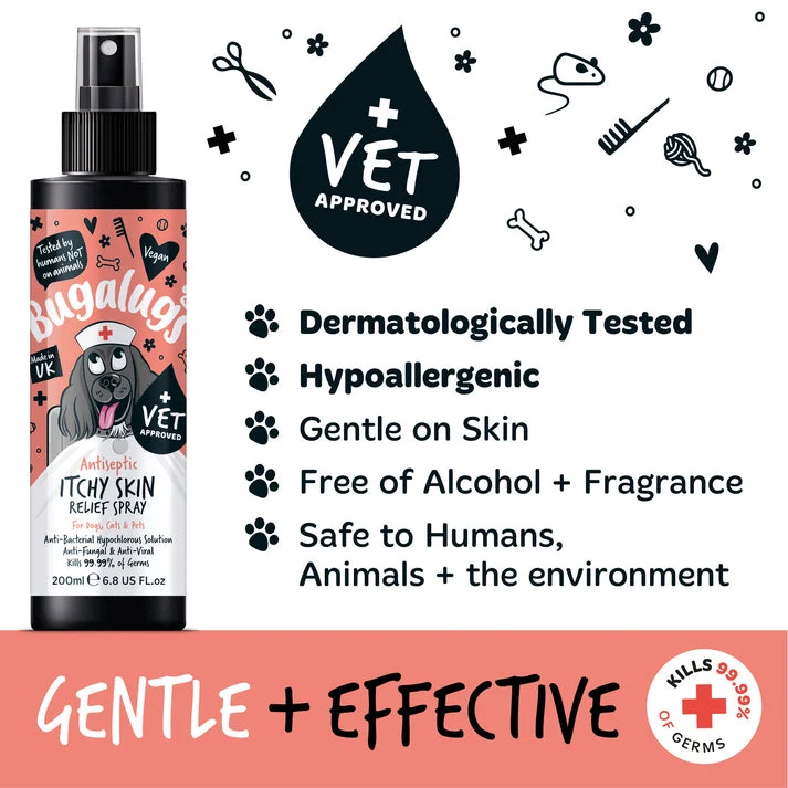 Bugalugs Antiseptic Itchy Skin Relief Spray For Pets 200ML