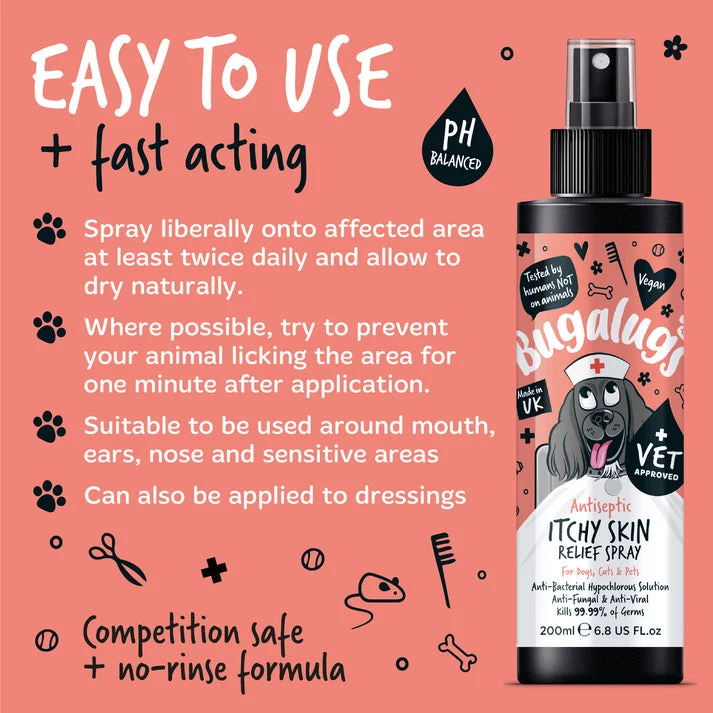 Bugalugs Antiseptic Itchy Skin Relief Spray For Pets 200ML