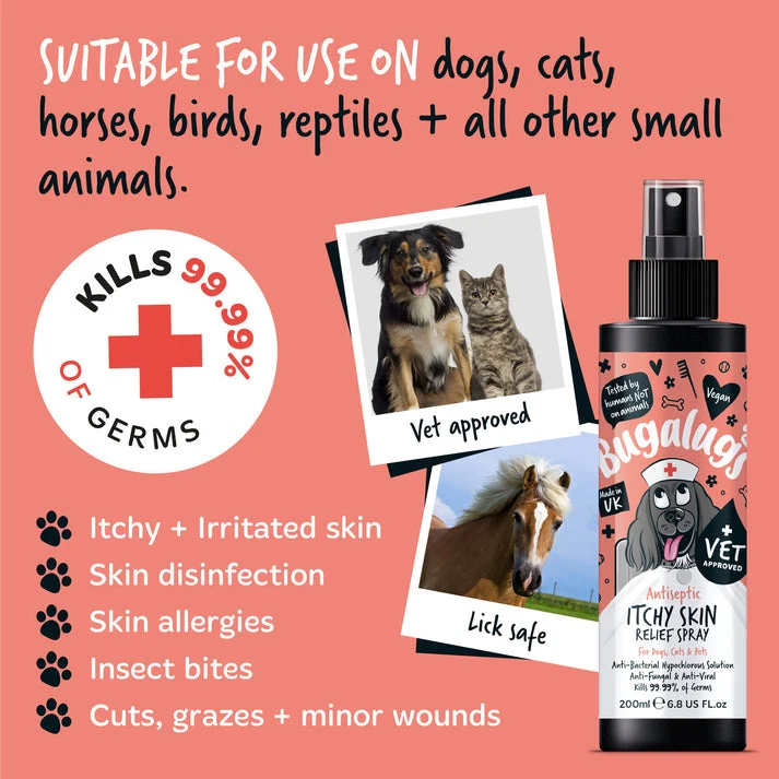 Bugalugs Antiseptic Itchy Skin Relief Spray For Pets 200ML