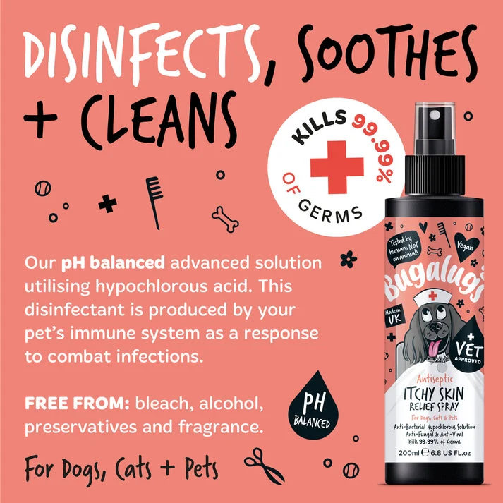 Bugalugs Antiseptic Itchy Skin Relief Spray For Pets 200ML