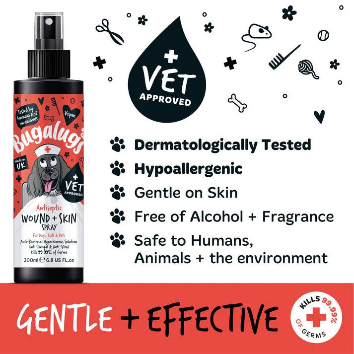 Bugalugs Antiseptic Wound & Skin Spray for Pets - 200ML