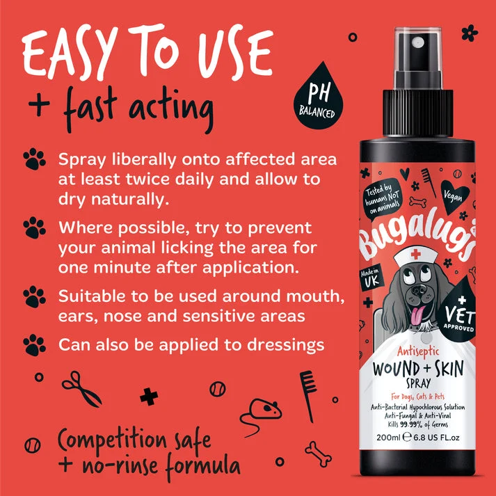 Bugalugs Antiseptic Wound & Skin Spray for Pets - 200ML