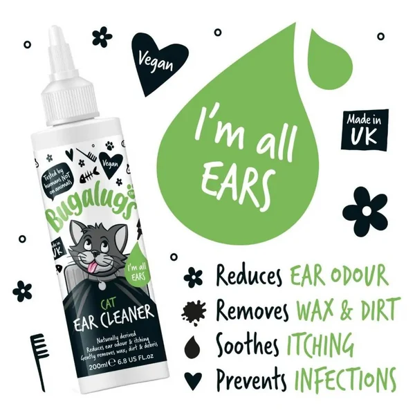 Bugalugs Soothing Ear Cleaner Solution For Cats 200ML