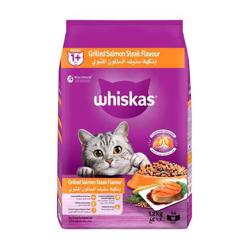 Whiskas Adult Grilled Salmon Steak Flavour Dry Cat Food 1.2KG