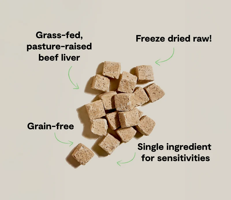 Open Farm Freeze Dried Raw Single Ingredient Beef Liver Cube Dog Treat 85G