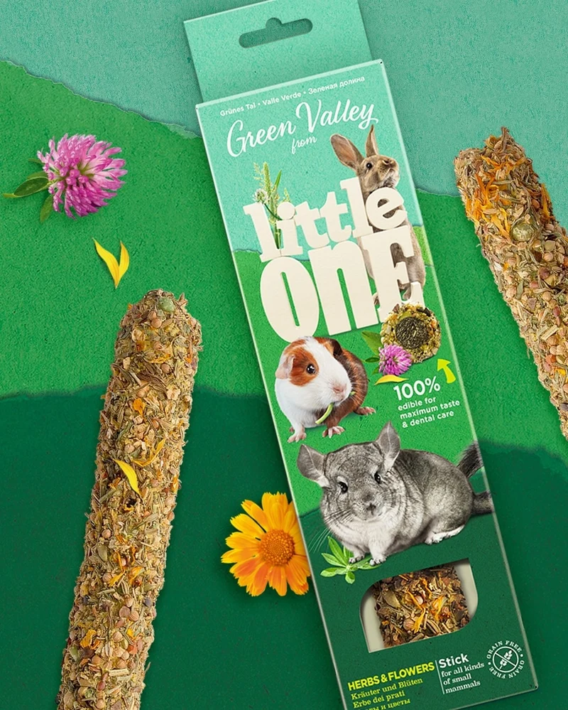 Little One Green Valley Grain-Free Food Stick With Herbs & Flowers Small Pets Treat 160g
