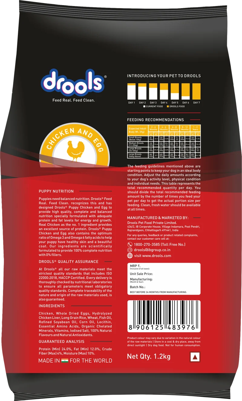 Drools Puppy Nutrition Chicken & Egg Puppy Dry Food 1.2Kg